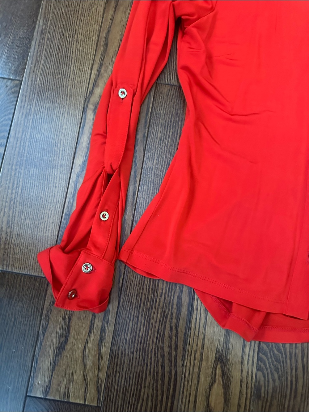 bebe Red Collared Button-Up Top - Picture 3 of 4